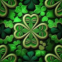 ST Patrick's day green background clover leaf bokeh lights defocused for ST Patrick's day celebration design background,Three Leaf Clover Pattern photo