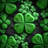 ST Patrick's day green background clover leaf bokeh lights defocused for ST Patrick's day celebration design background,Three Leaf Clover Pattern photo