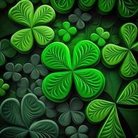 ST Patrick's day green background clover leaf bokeh lights defocused for ST Patrick's day celebration design background,Three Leaf Clover Pattern photo