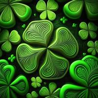 ST Patrick's day green background clover leaf bokeh lights defocused for ST Patrick's day celebration design background,Three Leaf Clover Pattern photo