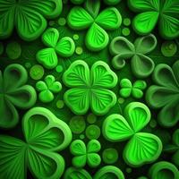 ST Patrick's day green background clover leaf bokeh lights defocused for ST Patrick's day celebration design background,Three Leaf Clover Pattern photo
