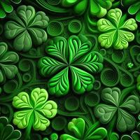 ST Patrick's day green background clover leaf bokeh lights defocused for ST Patrick's day celebration design background,Three Leaf Clover Pattern photo