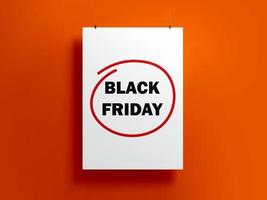 Mark Black Friday on the calendar on orange background photo