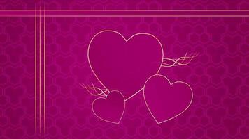 Animated Modern luxury abstract heart background with golden line elements. modern pink gold for presentation video