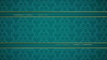 4K Animated modern luxury abstract background with golden line elements blue green gradient background modern for presentation video