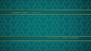 4K Animated modern luxury abstract background with golden line elements blue green gradient background modern for presentation video