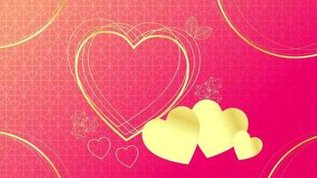 Animated Modern luxury abstract heart background with golden line elements. modern pink gold for presentation video