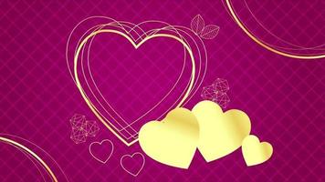 Animated Modern luxury abstract heart background with golden line elements. modern pink gold for presentation video