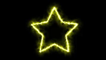 amarelo Estrela símbolo em chamas em Preto fundo video