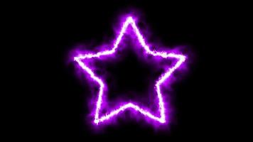 Purple star symbol inflames on black background