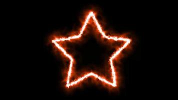 Orange star symbol inflames on black background video
