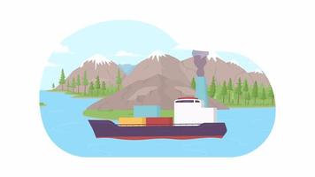 Animated floating boat loader. Cargo ship. Flash message 4K video footage. Color isolated loading wait-animation progress indicator with alpha channel transparency for web design, social media