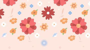 Animated floral seamless pattern. Flower decoration. Repeated motion graphic background. Looped animation. Color cartoon style 4K video footage with alpha channel transparency for web design
