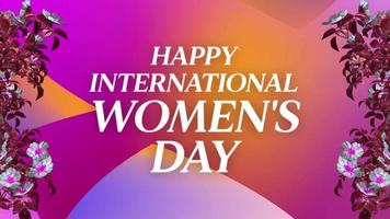 Happy International Women's day text inscription, 8 march female holiday concept, feminine beauty decorative animated lettering V5 video