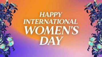 Happy International Women's day text inscription, 8 march female holiday concept, feminine beauty decorative animated lettering V3 video