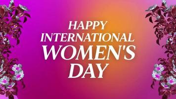 Happy International Women's day text inscription, 8 march female holiday concept, feminine beauty decorative animated lettering V4 video