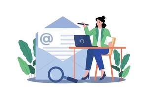 Business Woman Marketing Using Email vector