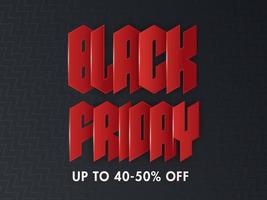 Red Paper Cut Black Friday Text with 40-50 Discount Offer on Dark Grey Zig Zag Pattern Background for Sale. vector