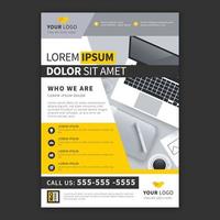 Business Flyer or Template Design with Designer Workspace and Venue Details. vector