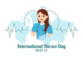 International Nurses Day on May 12 Illustration for Contributions that Nurse Make to Society in Flat Cartoon Hand Drawn for Landing Page Templates vector