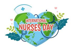 internacional enfermeras día en mayo 12 ilustración para contribuciones ese enfermero hacer a sociedad en plano dibujos animados mano dibujado para aterrizaje página plantillas vector