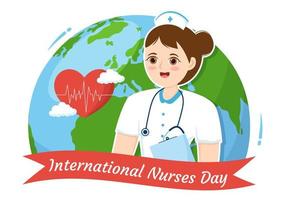 International Nurses Day on May 12 Illustration for Contributions that Nurse Make to Society in Flat Cartoon Hand Drawn for Landing Page Templates vector