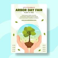 Happy Arbor Day Vertical Poster Cartoon Hand Drawn Templates Background Illustration vector