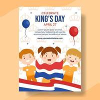 Happy Kings Netherlands Day Vertical Poster Cartoon Hand Drawn Templates Background Illustration vector