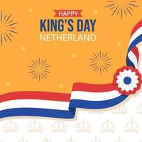 Happy Kings Netherlands Day Social Media Background Illustration Cartoon Hand Drawn Templates vector