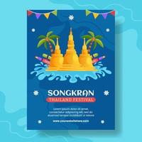 Songkran Festival Day Vertical Poster Cartoon Hand Drawn Templates Background Illustration vector