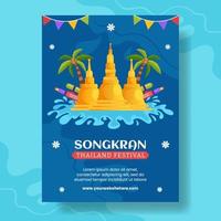 Songkran Festival Day Vertical Poster Cartoon Hand Drawn Templates Background Illustration vector