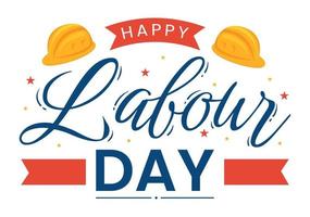 Happy Labor Day on 1 May Illustration with Different Professions and Thank You to All Workers for Your Hard Work in Flat Cartoon Hand Drawn Templates vector