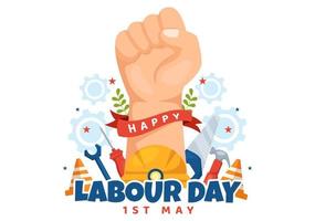 Happy Labor Day on 1 May Illustration with Different Professions and Thank You to All Workers for Your Hard Work in Flat Cartoon Hand Drawn Templates vector