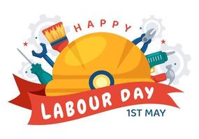 Happy Labor Day on 1 May Illustration with Different Professions and Thank You to All Workers for Your Hard Work in Flat Cartoon Hand Drawn Templates vector