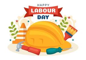 Happy Labor Day on 1 May Illustration with Different Professions and Thank You to All Workers for Your Hard Work in Flat Cartoon Hand Drawn Templates vector