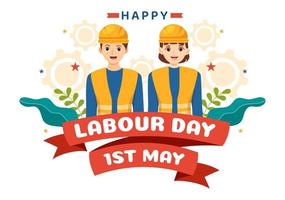 Happy Labor Day on 1 May Illustration with Different Professions and Thank You to All Workers for Your Hard Work in Flat Cartoon Hand Drawn Templates vector