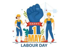 Happy Labor Day on 1 May Illustration with Different Professions and Thank You to All Workers for Your Hard Work in Flat Cartoon Hand Drawn Templates vector