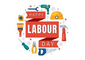 Happy Labor Day on 1 May Illustration with Different Professions and Thank You to All Workers for Your Hard Work in Flat Cartoon Hand Drawn Templates vector