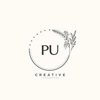 PU Beauty vector initial logo art, handwriting logo of initial signature, wedding, fashion, jewerly, boutique, floral and botanical with creative template for any company or business.