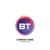 bt inicial logo con vistoso circulo modelo vector