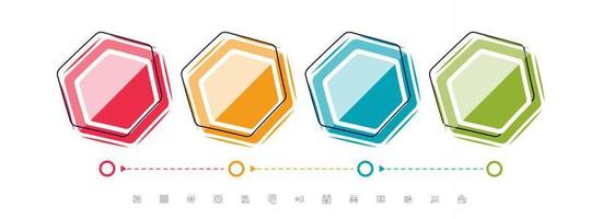 Presentation Business Infographic Icons with Colorful Hexagon Shapes on White Background. vector