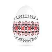 Easter ethnic ornamental egg with cross stitch pattern. Isolated on white background vector