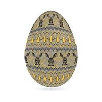 Easter stylized ethnic ornamental egg with rabbit pattern. Isolated on white background vector