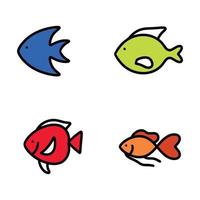 Fish modern line design style icons set on white background vector