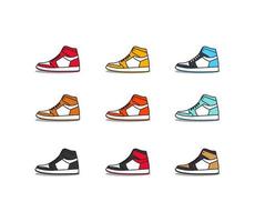 9 Flat Design Illustration set of Side View Sneaker 3 vector