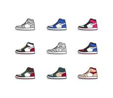 9 Flat Design Illustration set of Side View Sneaker 2 vector