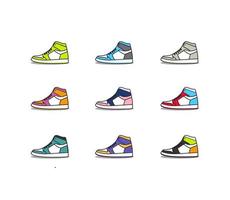 9 Flat Design Illustration set of Side View Sneaker 1 vector