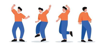 set of character people various movements vector illustration