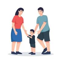 contento familia. familia con niños juntos vector ilustración