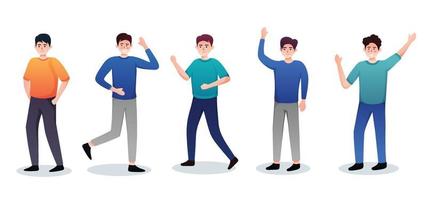 set of character people various movements vector illustration